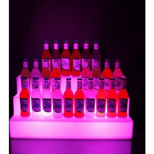 Rechargeable LED Color Changing 3 Tiers LED Bar Shelf Wine Bottle Rack Glorifier Holder Display Stand Liquor Bottle Shelves