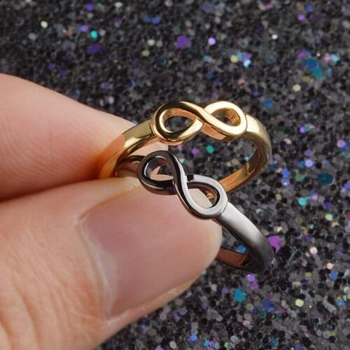 Size 6 7 8 9 10 Party 8 Shaped Valentines Gift 1PC Golden Gifts Love Symbol Ring Black High Quality Hot Sale Best Friend Gift