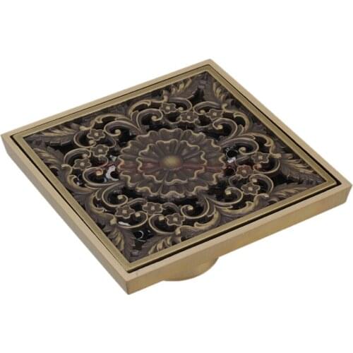 Retro Floor Drain European-Wide Copper Antique Floor Drain /Odor/Pest control/Anti-clogging/Vintage Carved Large Flow To Drain