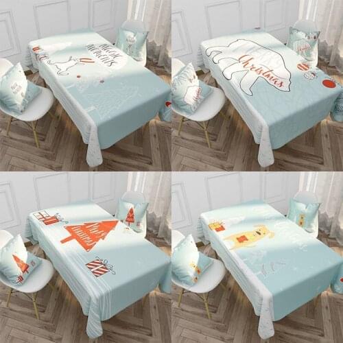 Nordic Christmas Table Cloth Cartoon Animal Letter Waterproof Oilproof Homehold Tablecloth Durable Kitchen Table Cover