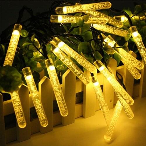 5M 20 LED Solar String Lights Outdoor Garden Light Waterproof Crystal Raindrop Garland Holiday Christmas Decorative Lamp