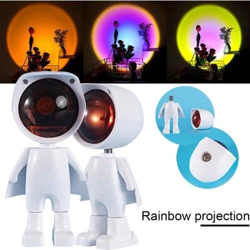 USB Robot Atmosphere Light 360° Sunset Lamp Stepless Dimming Projector Night Lamp Network Red Selfie Light For Wall Decoration