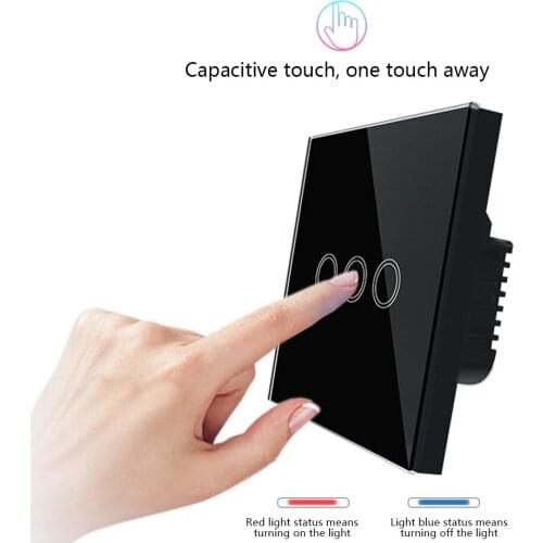 WiFi Remote Touch Control Switch Voice-Controlled Intelligent Crystal Glass Panel Switch For Alexa Google,EU Standard,AC110-220V