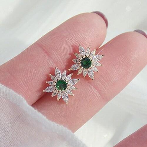 Xinbada Fashiopn Jewelry Luxury Zircon Emerald Stud Earrings for Woman Ins Hot Selling High-quality Daily Earring