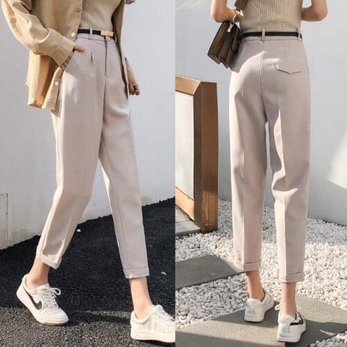 Harem Pants Women 2020 Spring Summer Pants Casual OL Pants Belted High Waist Slim Work Pants Plus Size Trousers Roupas Femininas