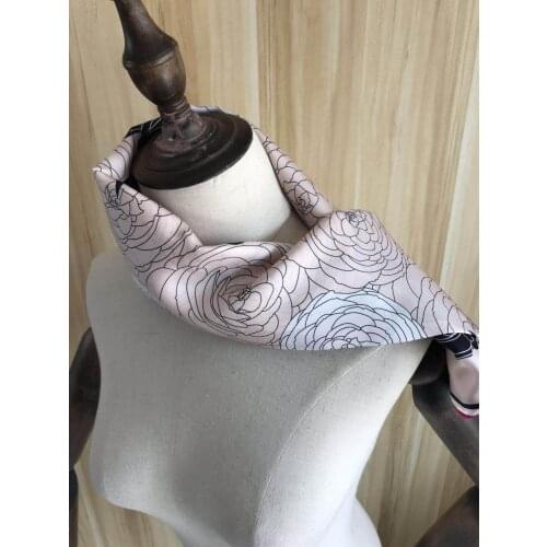 2020 new arrival autumn classic flower pink 100% silk scarf 90*90 cm square shawl twill wrap for women lady free shipping