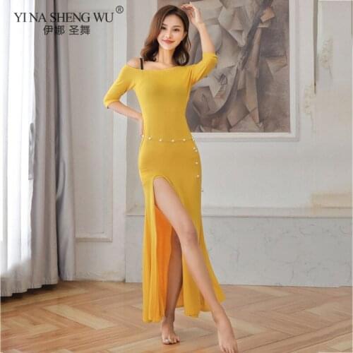 Slim Design Sexy Belly Dance Costume Split Ends Long Dress Costume Oriental Dance Dress Practice thanks Performance Clothing