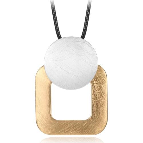 HONGYE 2020 Boho Unique Necklace Long Leather Square Round Alloy Women Bohemian Drawing Necklaces Collier femme Indian Jewelry