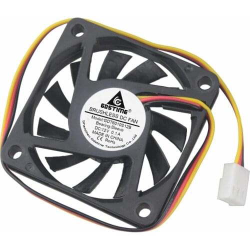 1 pcs Gdstime 3Pin DC 12V 6cm 60x60x10mm Computer PC Brushless Cooling Cooler Fan 60mm x 10mm 6010