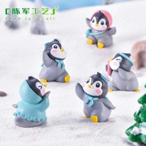 1pc Cute Fun Penguin Miniatures Figurine Small Statue For Fairy Garden Gnomes Moss Terrariums Decoration