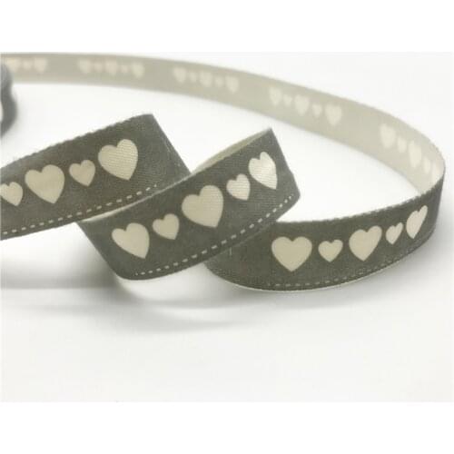 10mm 15mm 5Yards Cotton Ribbon Printed Love Ribbon Handmade Design For Sewing Fabric Christmas Decoration