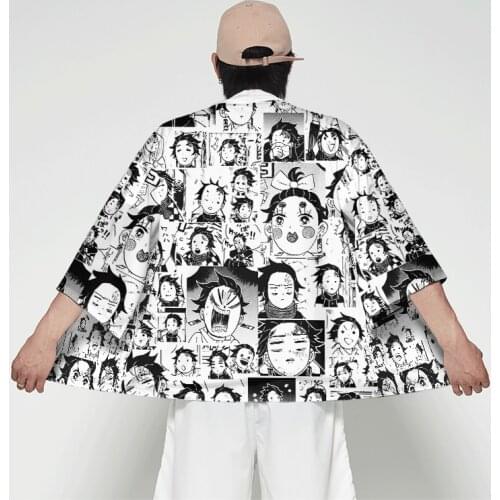 Anime Demon Slayer Kimetsu No Yaiba Tanjiro Kamado Cosplay Costumes Kimono Zenitsu Funny Print Halloween Costume For Women CS195