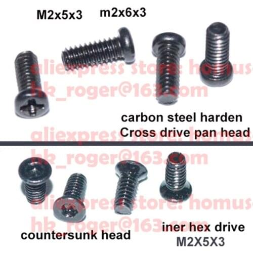 Black steel M2x5x3 M2x6x3 mm screw small head dia 3mm screw thin countersunk pan head electronic phone screw cross hxx drive