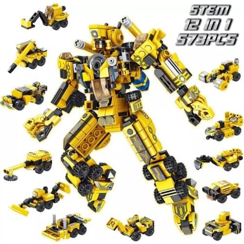 New Robot Toy Set Engineering Vehicle Boy Childrens Building Blocks Truck Car Toys Kids Robot Bricks kit logoINGlys Robot