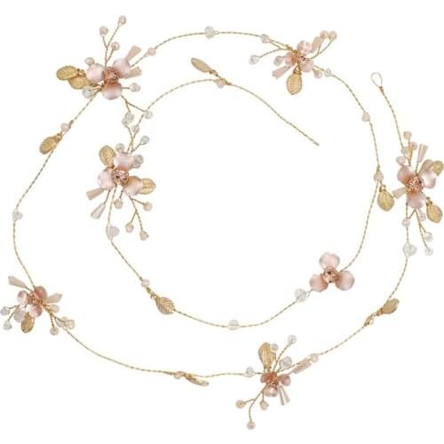 Girl Wedding Party Hairband Headband Pearl Crystal Flower Chain Hair Jewelry