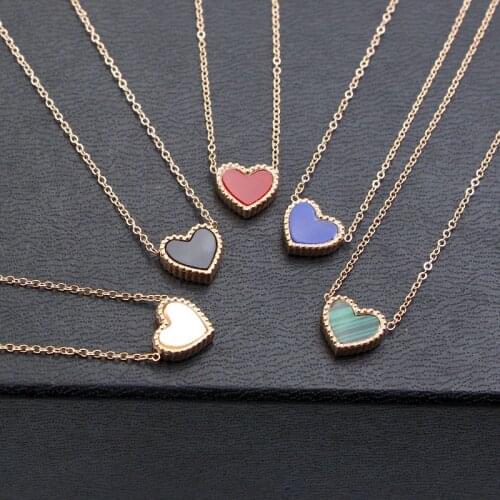 YUN RUO Rose Gold Color Two-sided Heart Pendant Necklace for Woman Fashion Stainless Steel Jewelry Gift Never Fade Drop Shipping