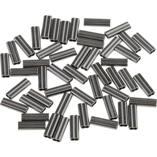100 Pieces Double Barrel Fishing Crimps Sleeves for Rig Making 1mm Bore 1.2mm Bore Corrosion Resistant