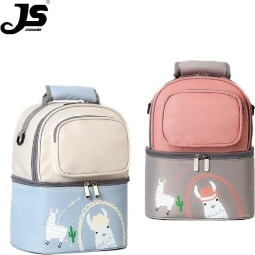 Jusanbaby Baby Diaper Bags Backpack for Mom Insulation Bags Bottle Pack Waterproof Two-way Zipper 2020 New