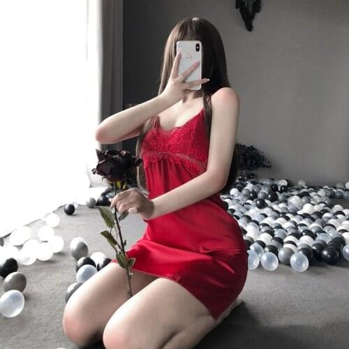 L-U-K Lady Sexy Lingerie Suspender Nightdress Womens Sexy Pajamas Housewear Satin Home Sleeping Wear Apparel
