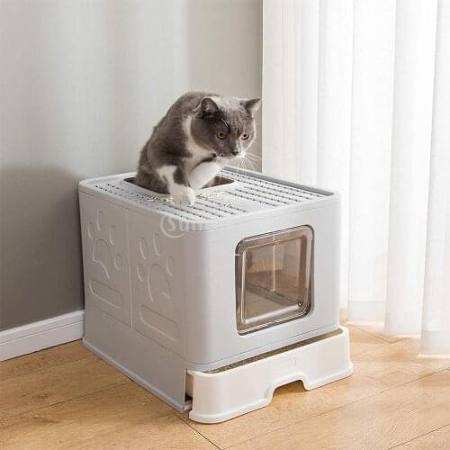 Cat Litter Box Large Litter Tray Cats Kitten Toilet Two Entrances Pan Bedpan Portable Kitten Clean Toilette Sand Box Container