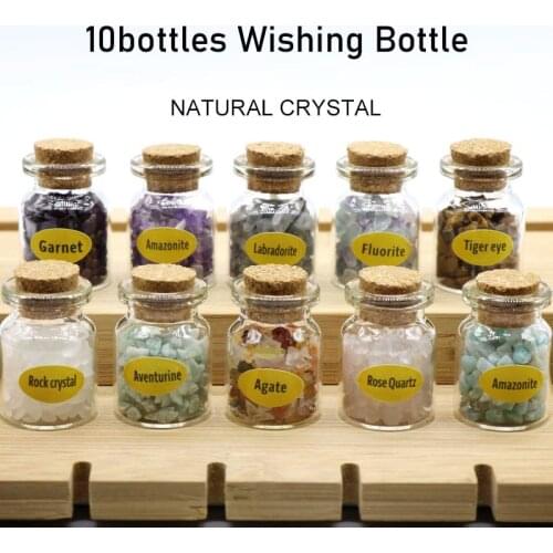 Fashion 10bottles Wishing Bottle Natural stone beads Quartz Crystal Gravel Amethysts Gem stone Chip Mineral kids souvenir gifts