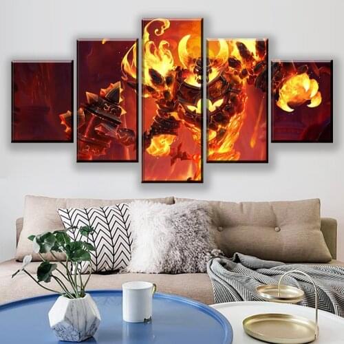 Modular Wall Art Framework Decor 5 Piece Game Heroes of the Storm Poster Ragnaros Painting Living Room Canvas HD Print Picture