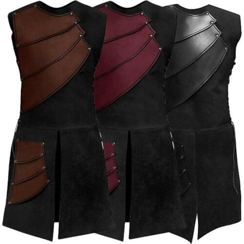 Mens Medieval Shirt Vest Vintage Laced Up Pirate Renaissance Sleeveless Costume Sleeveless Crew Neck Personality 2020 Hot