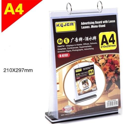 T-type A4 Flip Table Menu Stand Multi-page Table Card Rack Menu Display Stand Menu Holder Desk Menu Photo Album Picture Frame
