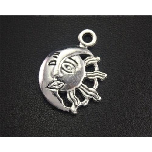 5pcs Silver Color Sun and Moon Charms For DIY Handmade Jewelry 20X27mm A2016
