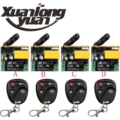 NEW AC220V 1CH 10A Radio Controller RF Wireless Relay Remote Control Switch 315 MHZ 433 MHZ teleswitch 4 Transmitter +4 Receiver