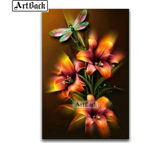 Sale 5D Diamond Painting Lily Full Square / Round Diamond Embroidery Mosaic Flower 3d Rhinestone Home Decor