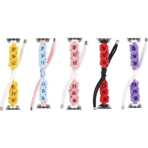 For Apple Watch Series 1 2 3 4 5 6 SE Beautiful Flower Umbrella Rope Wrist Band Strap