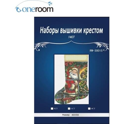 Christmas sock RW30015 Similar DMC threads DIY Handmade Counted Cross Stitch Needlework Set Embroidery Kit