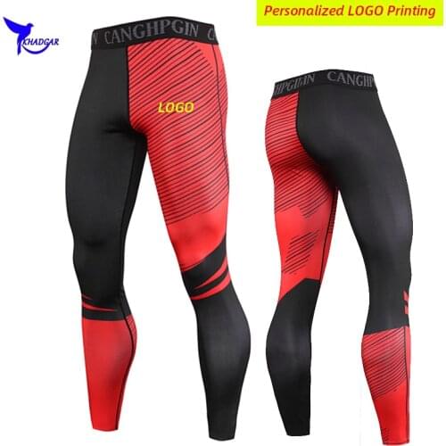 Custom LOGO Men Compression Running Pants Quick Dry Sportswear Tights Joggings Workout Gym Leggings Fitness Training Bottoms