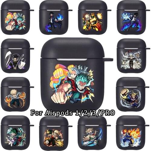 Anime My Hero Academia Figures Silicone Case for Apple Airpods 1 2 Cases Soft Black Airpods Earphone Cover for Airpods Capa Bags