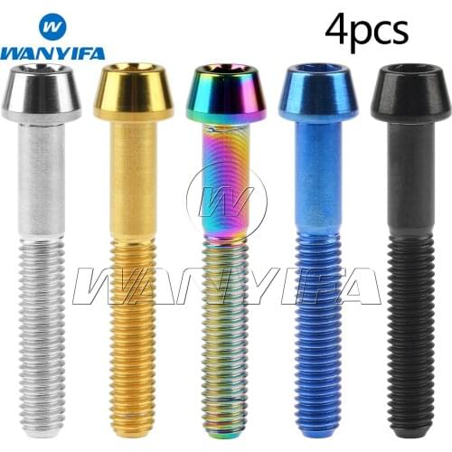 Wanyifa 4pcs M6x40mm Titanium Ti Allen Hex Bike Socket Cap Head Bolts Bicycle Headset Screw
