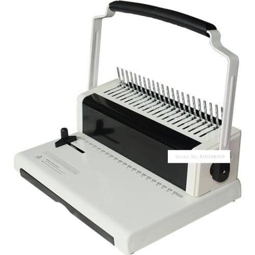 DC-2100 Comb-Type Rubber Ring Clamp Binding Machine A4 Paper Puncher 21-Hole File Punching Machine Adjustable Hole Distance