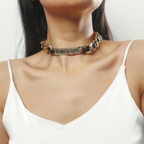 Vintage Cuban Link Chain Letter Choker Necklace Collar Statement Exaggerated Clavicle Winding Necklace for Women Jewelry
