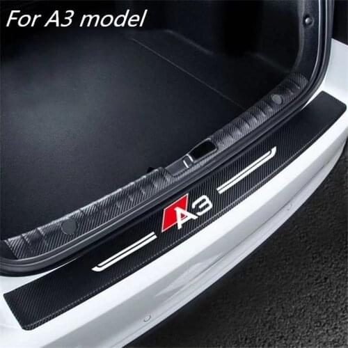 Car trunk Bumper Carbon Fiber Scratches For Audi A3 A4 A5 A6 car logo leather Protection Film Car carbon fiber stripe Accessorie