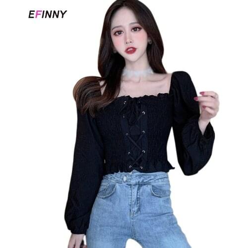 Korean Style Womens T-shirt Long Sleeve Black White Crop Top Women Tops And Bloues Summer Tops Women Shirt Fashion Streetwear