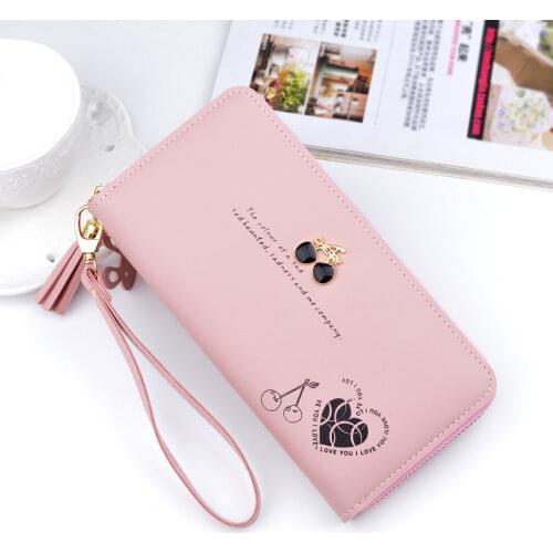 2020 Tassel Wallet Women Long Cute Purse PU Leather Tassel Women Wallets Zipper Portefeuille Female Purse Clutch Cartera Mujer