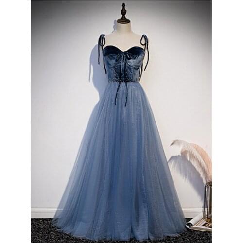 Robe De Soiree A-line Blue Evening Dresses Long Dress Party Dress Vestido De Festa Sexy Sweetheart Evening Dress 2020 Fashion