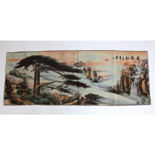 Thangka gold embroidery brocade painting living room decoration welcoming pine landscape hanging painting