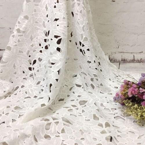 1Yard Water Soluble Milk Silk Lace Fabric 4 color African Cord Lace Embroidered Heavy Guipure Lace Clothing Accessories