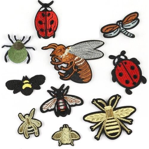 11pcs Bee insect Series For Clothes DIY Iron on Embroidered Patches For Hat Jeans Sticker Sew-on Patch Applique Badge wholesale