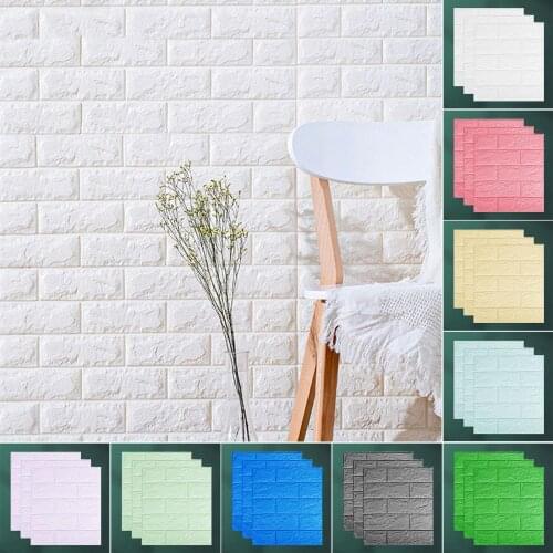 10Pcs 3D Brick Wall Sticker Waterproof Self-Adhesive Easy to Clean XPE 3D Brick Background Wall Sticker DIY Wallpapers