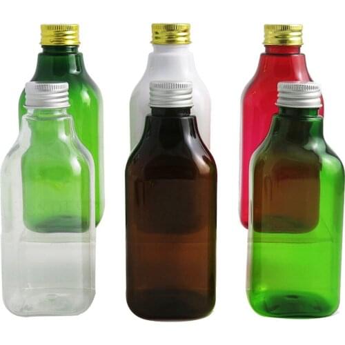 12pcs 200ml Empty PET Lotions Cosmetic Containers Square Hang Shoulder Moisturizer Plastic Travel Bottle with Aluminum Cap