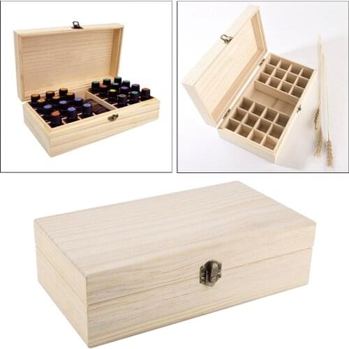25 Slots Wooden Storage Box Carry Organizer Essential Oil Bottles Aromatherapy Container Case Holds 5/10/15ml Oil Bottles