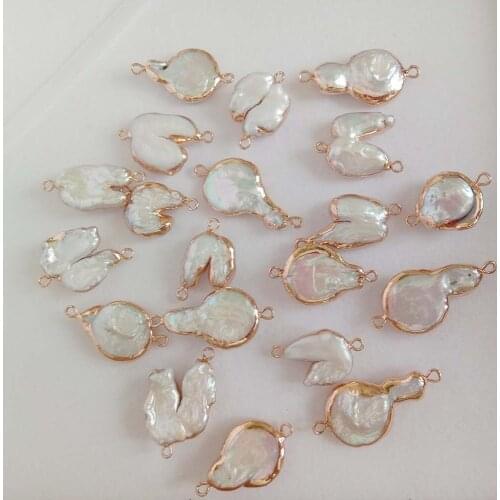 5 PCS /LOT 100% freshwater loose pearl with baroque , big baroque shape pearl with 2 hanging ,DIY PEARL BEADS, nature COLORS