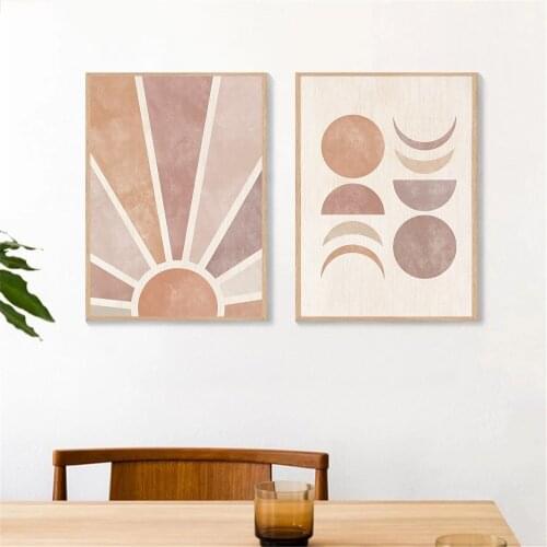 Abstract Sun And Moon Canvas Poster Boho Wall Art Posters And Prints Neutral Wall Painting Pictures Living Room Home Decoration